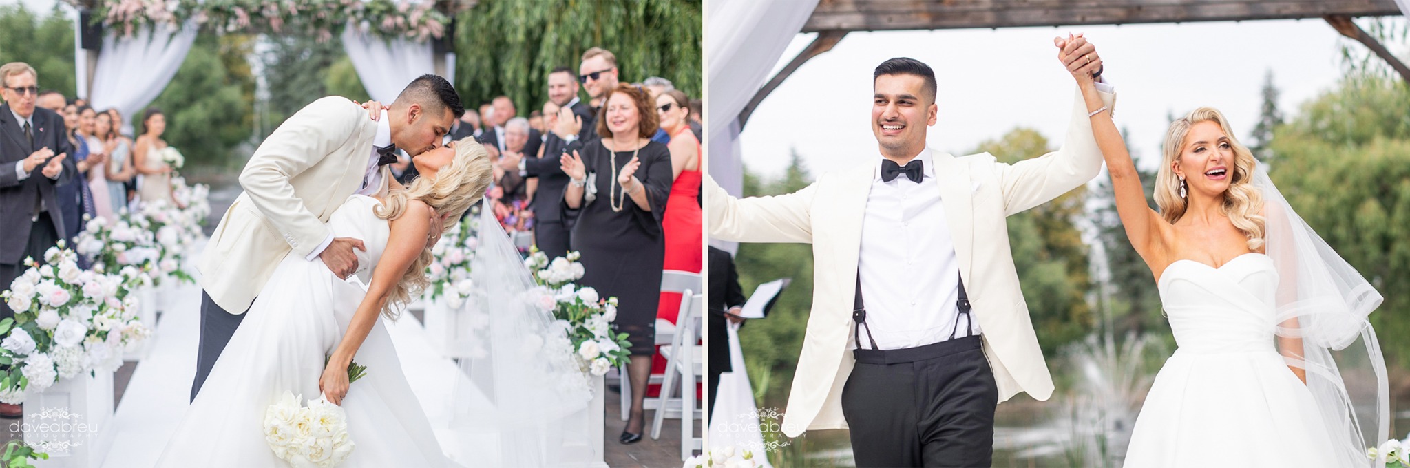 Bryanna and Raj celebrating after their wedding ceremony