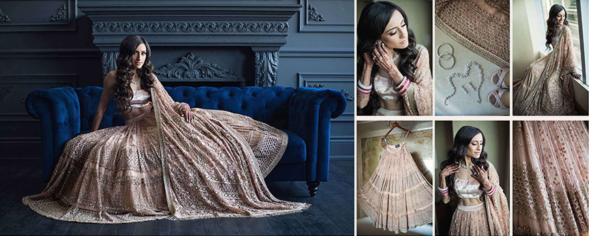 Koyelle in her Sabyasachi reception look at the Mint Room Studios