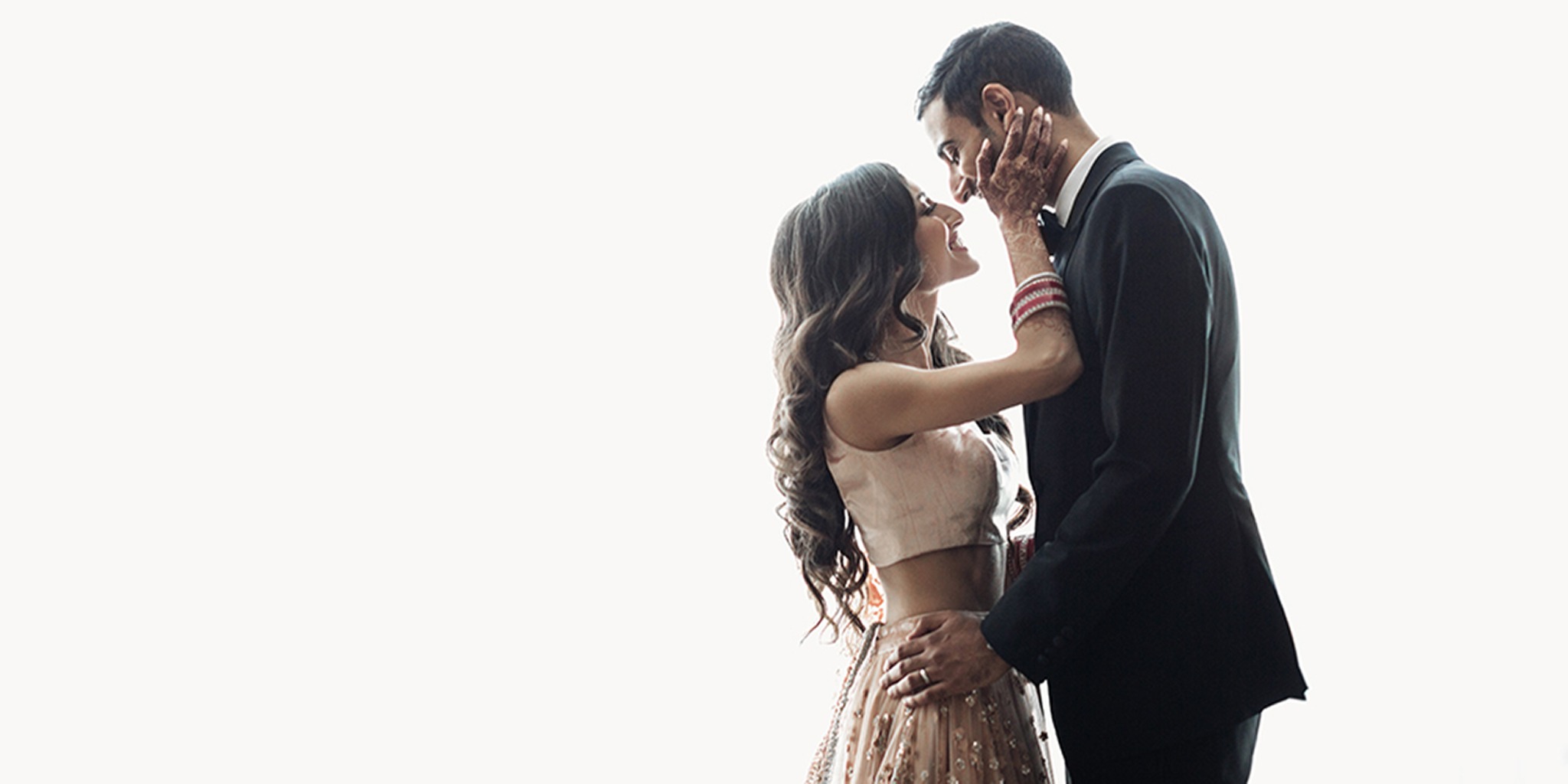 Koyelle and Akash sharing a quiet portrait during their Toronto wedding reception