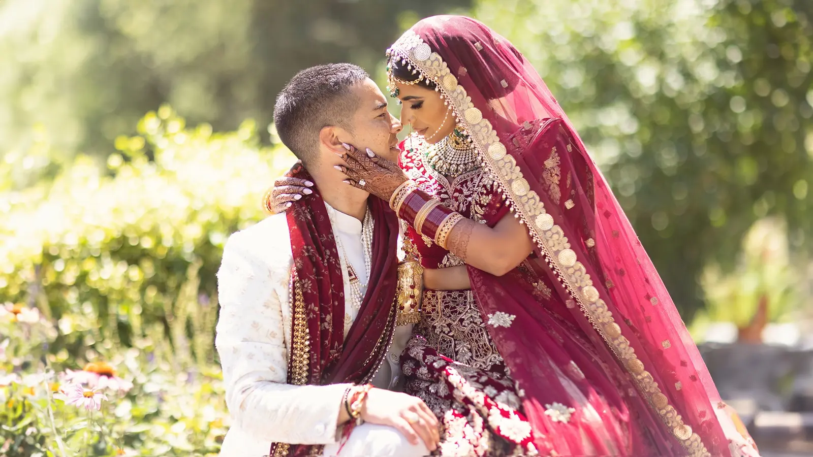 Sunita and Samir together during their Hindu wedding celebration